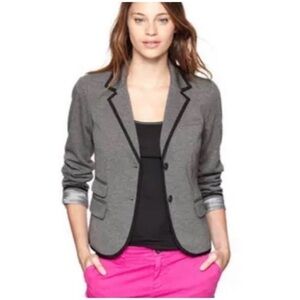 Gap The Academy Blazer Charcoal Gray Black Trim Size 10
